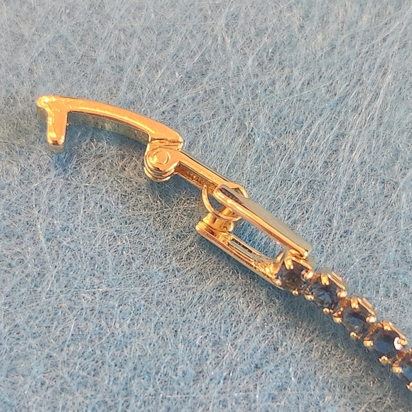 Gold Plated Blue CZ Necklace - Picture 4 of 5